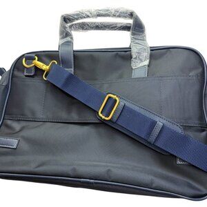 New NWT MARTELL Cognac Bowler Bag, Travel Overnight.  Dark Blue Navy Gold